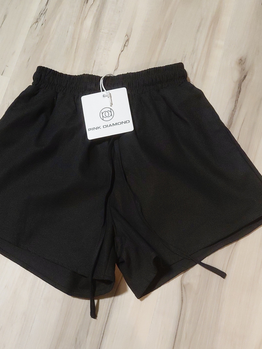 Pink Diamond Women's Black Athletic Shorts with Elastic Waist